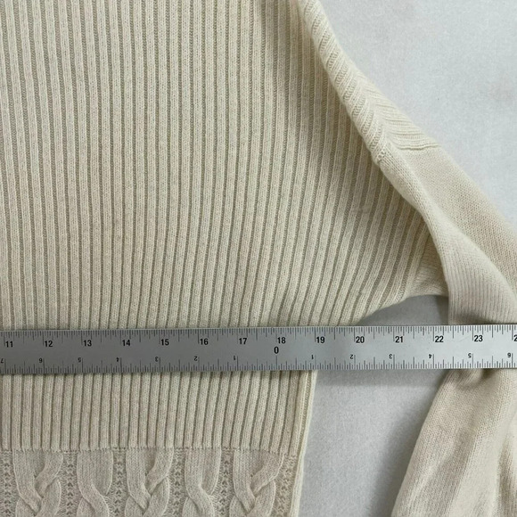 Banana Republic Sweater Women Sz M Ivory Cream Cable Knit Wool Blend Mock Neck - Picture 4 of 12